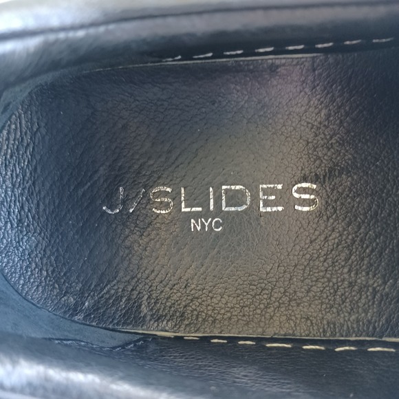 J Slides NYC Black Leather Studded Slip On Plarform Sneakers Women's Size 8.5 - Picture 3 of 7